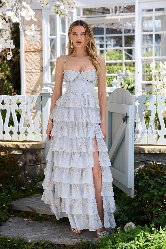 The Josephine Dress in Victorian Blue Roses Striped unclassified dresses