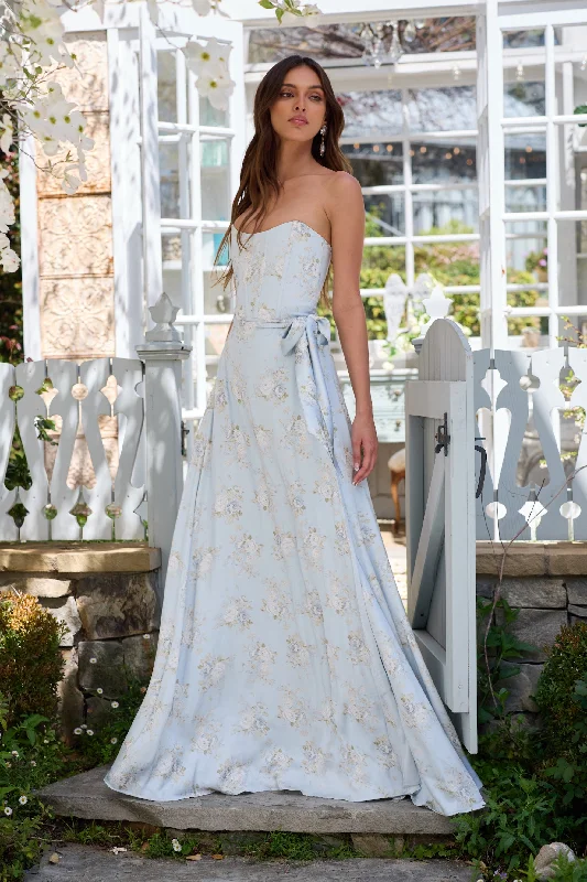 The Cecilia Dress in Victorian Blue Roses Neutral tone unclassified dresses