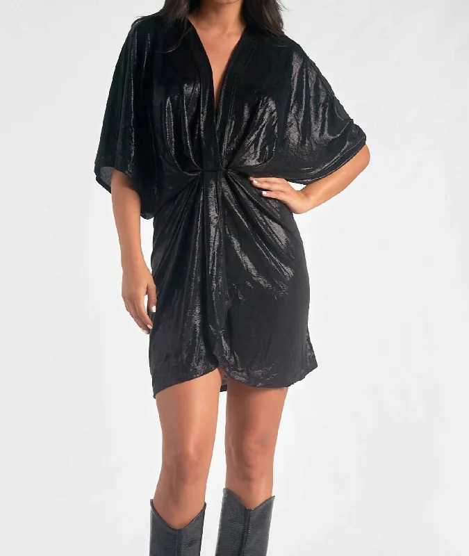 Liquid Metal Dolman Sleeve Dress In Black Formal unclassified dresses