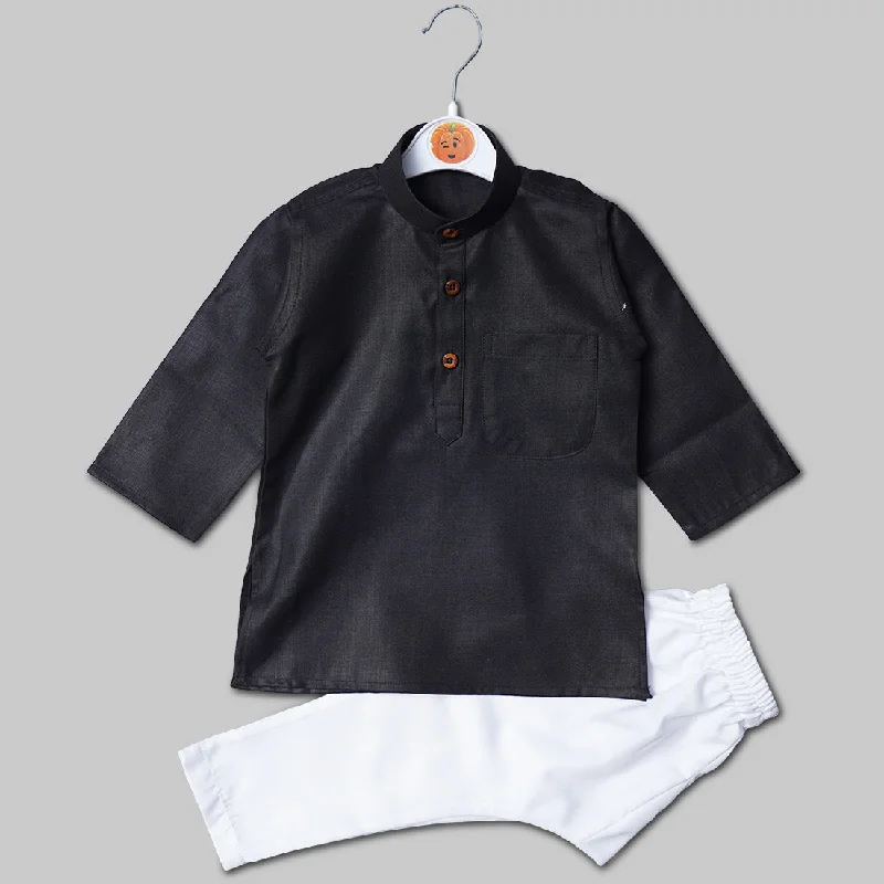 Black Solid Boys Kurta Pajama Elegant evening unclassified dresses
