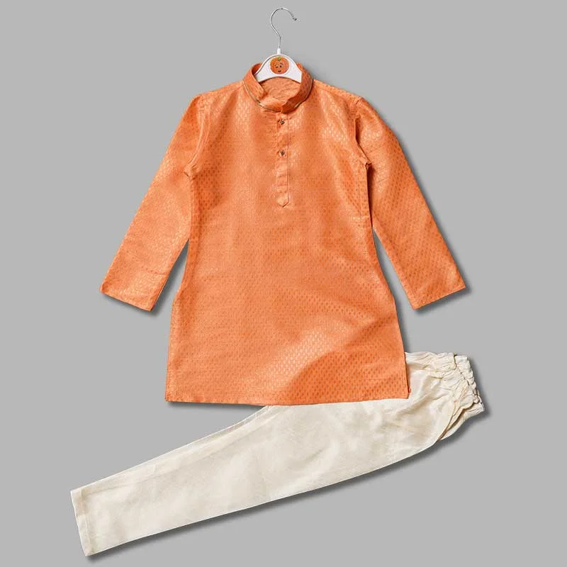 Silk Peach Boys Kurta Pajama Elegant evening unclassified dresses