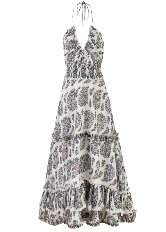 Bahar Ruffle Dress in Paisley Ghalamkar Holiday unclassified dresses