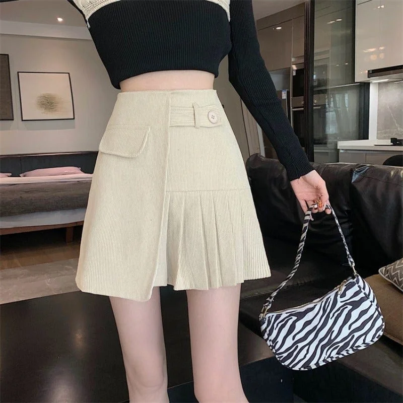 Women's Kawaii Irregular Splice Pleated Skirt