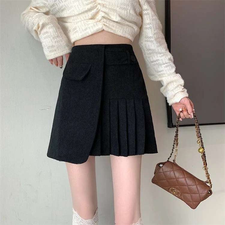 Women's Kawaii Irregular Splice Pleated Skirt