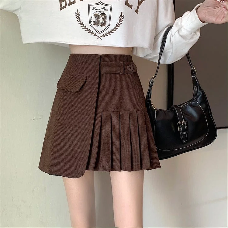 Women's Kawaii Irregular Splice Pleated Skirt