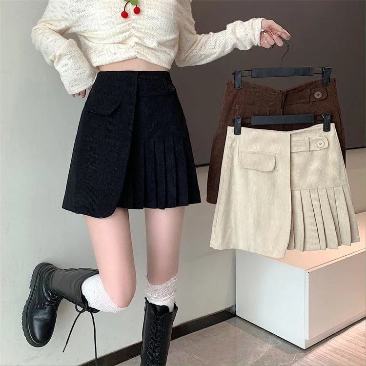 Women's Kawaii Irregular Splice Pleated Skirt