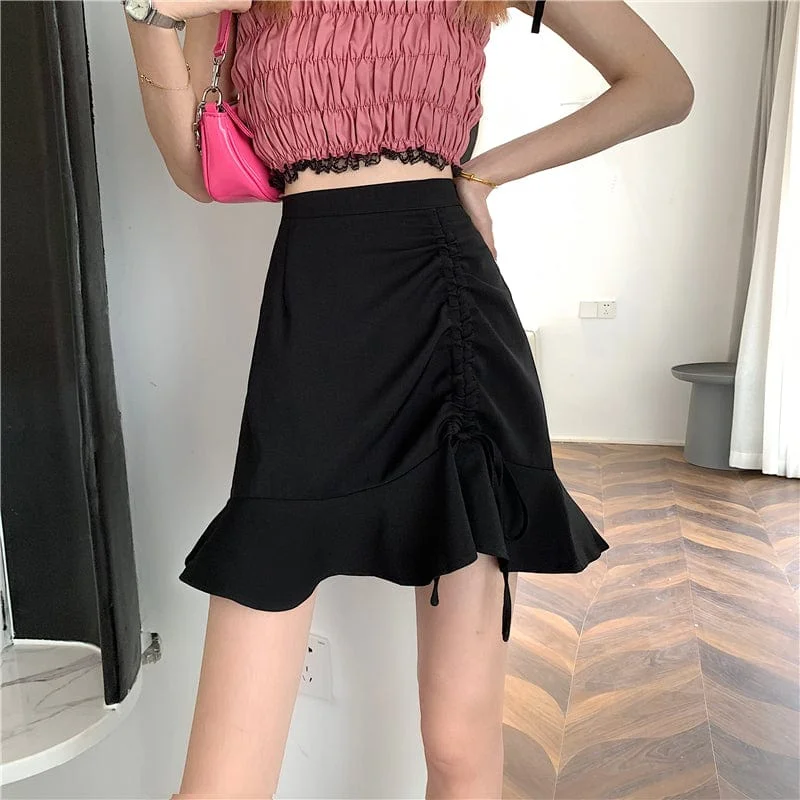 Women's Korean Fashion Ruffled Fishtail Skirt