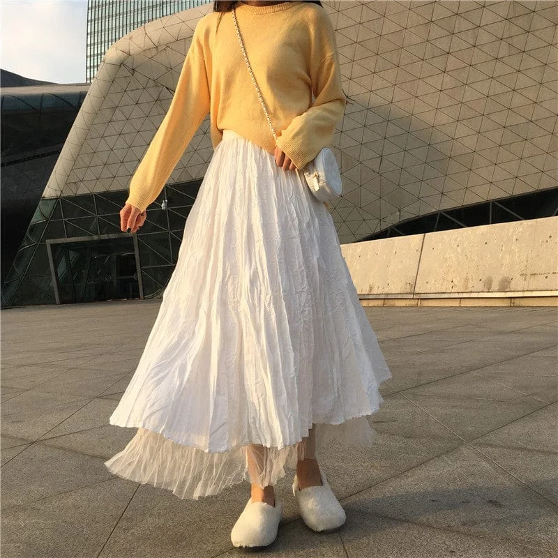 Women's Korean Style Draped Mesh Skirt