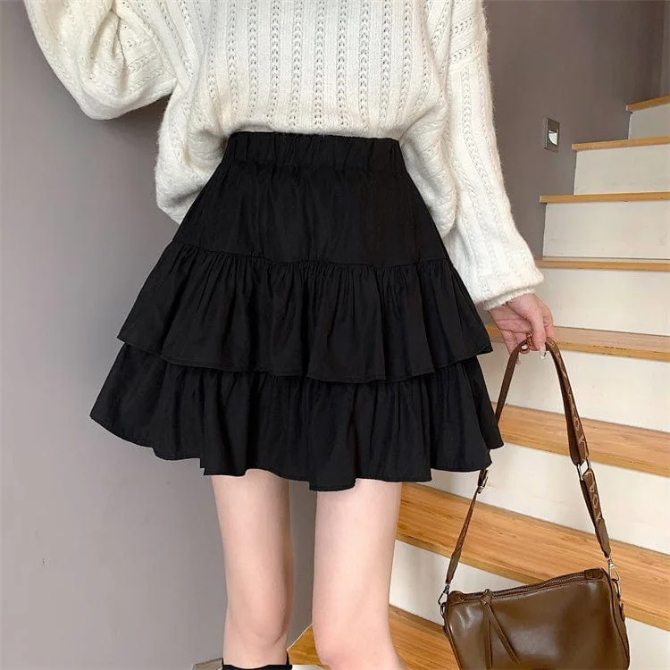 Women's Korean Style Layered Falbala Skirt