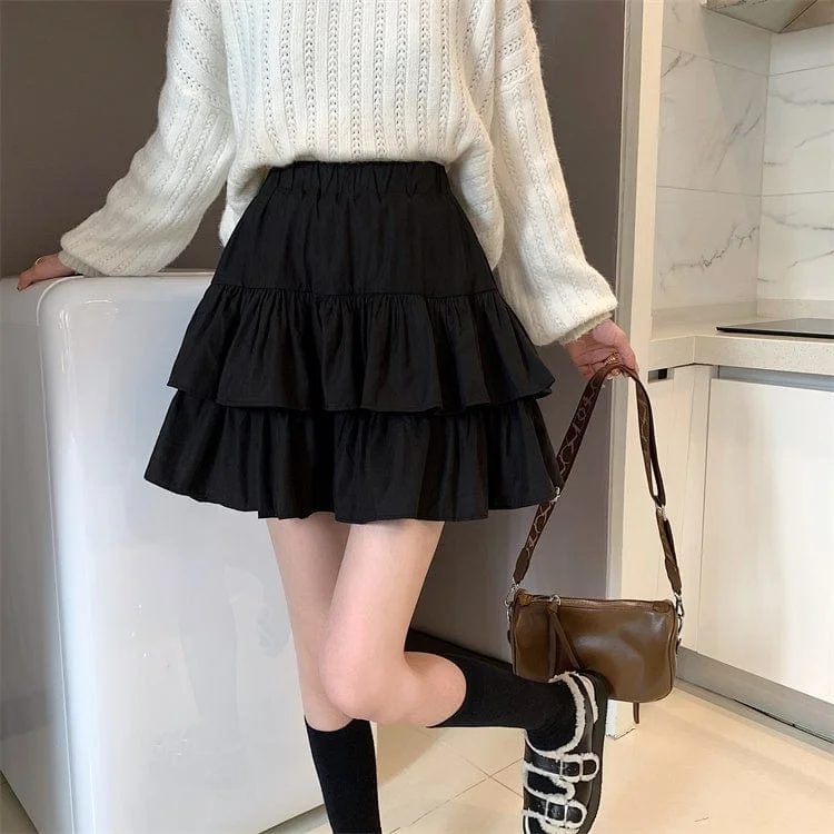 Women's Korean Style Layered Falbala Skirt