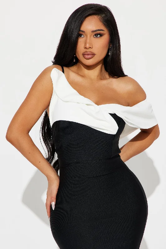 Allison Bandage Midi Dress - Black/White