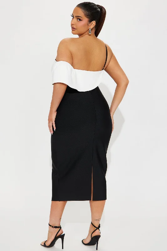 Allison Bandage Midi Dress - Black/White