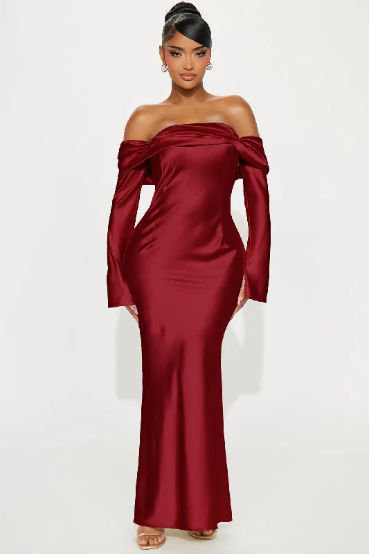 Amandine Satin Maxi Dress - Wine