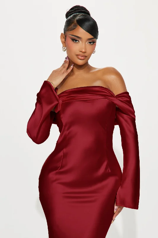 Amandine Satin Maxi Dress - Wine