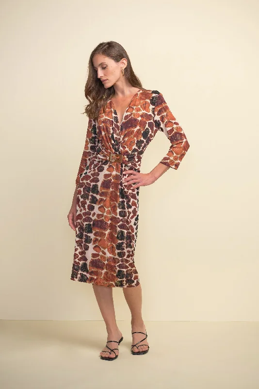 Joseph Ribkoff Buckle Detail, Giraffe Print Dress