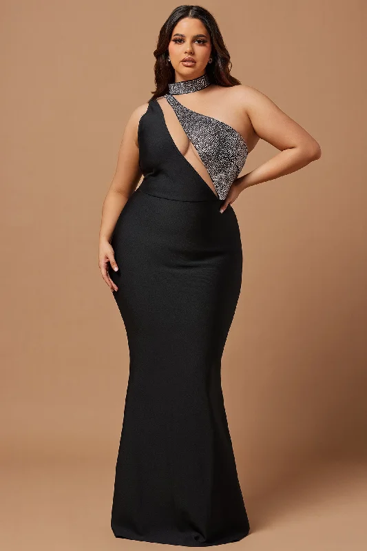 Ella Embellished Bandage Gown - Black