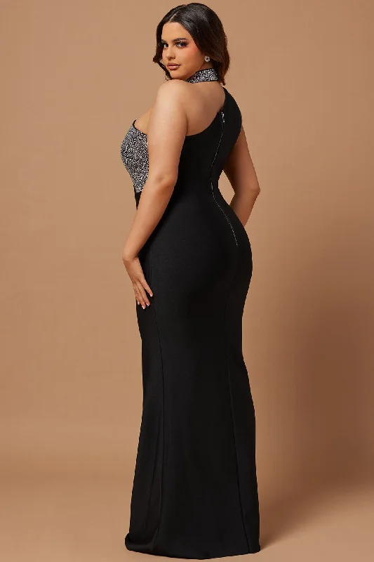 Ella Embellished Bandage Gown - Black