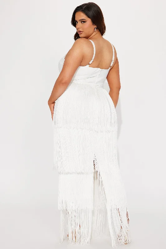 Faye Bandage Fringe Maxi Dress - White