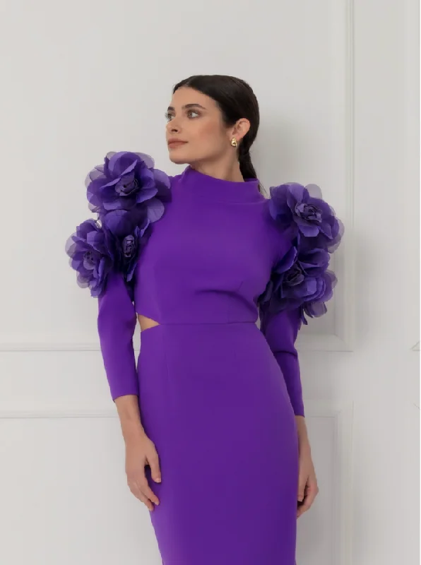 Matilde Cano Purple Morado Flores Dress