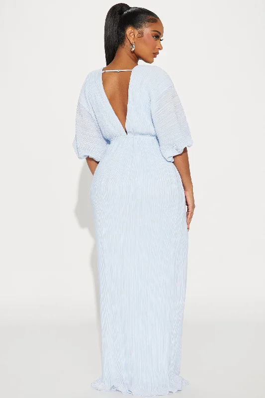 Paloma Pleated Maxi Dress - Light Blue