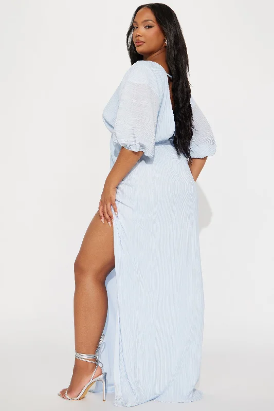 Paloma Pleated Maxi Dress - Light Blue