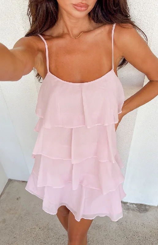 Paris Pink Ruffle Mini Dress