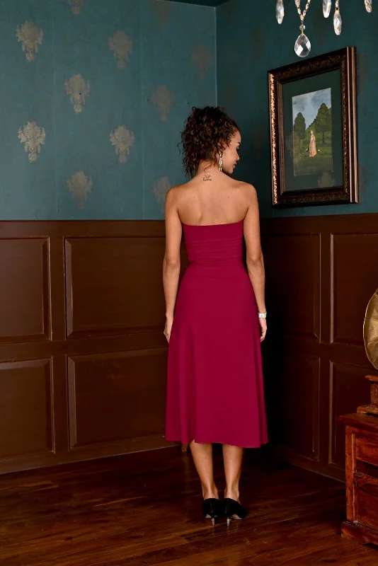 Route fashion - burgandy midi dress