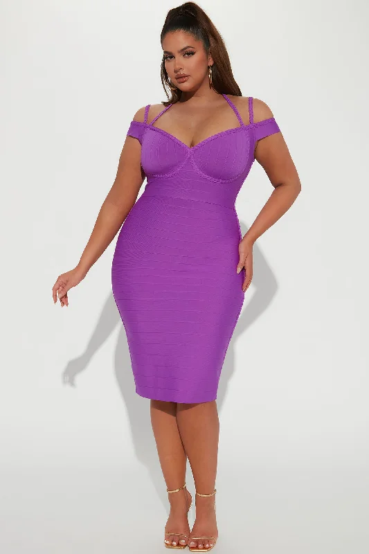 Sarah Bandage Midi Dress - Purple