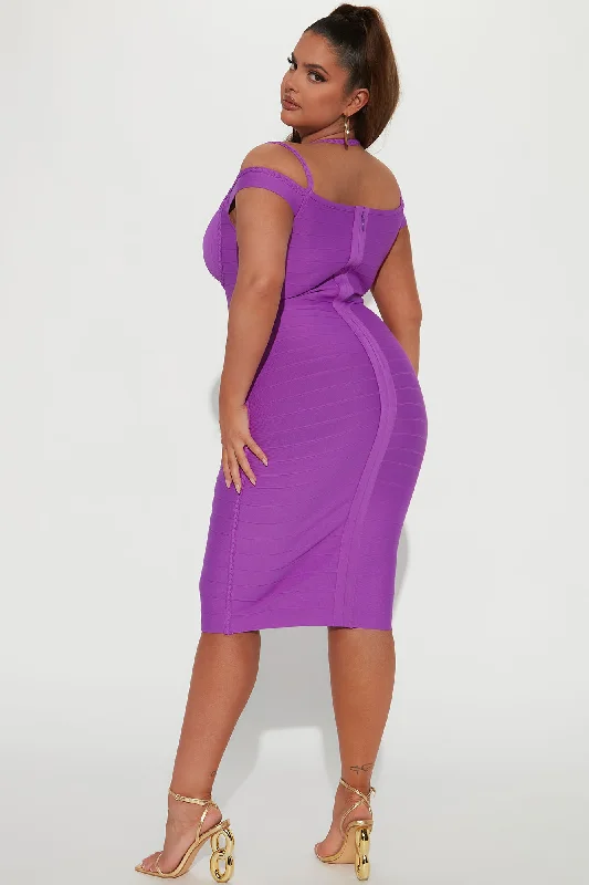 Sarah Bandage Midi Dress - Purple