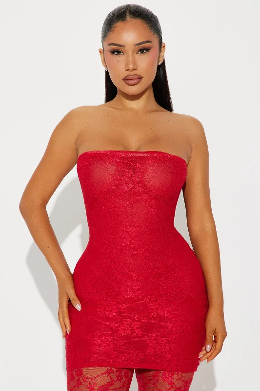 So Lovely Lace Micro Mini Dress Set - Red