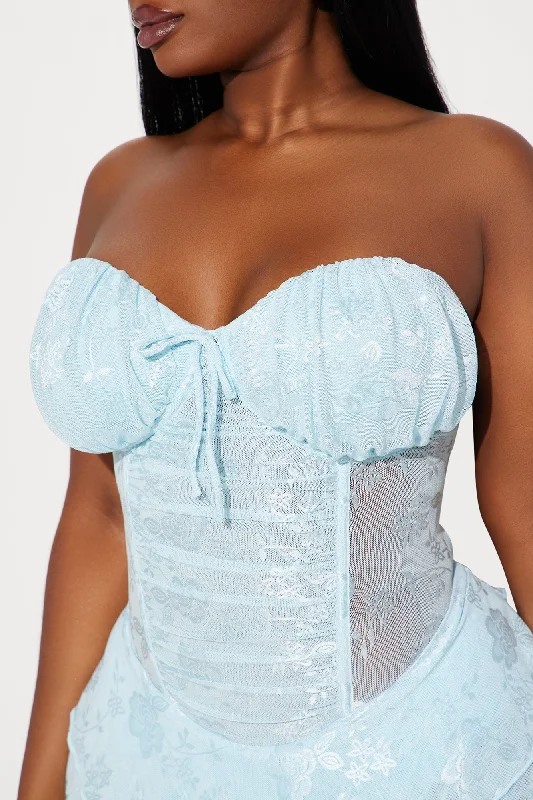 Sweet Pea Lace Micro Mini Dress - Light Blue