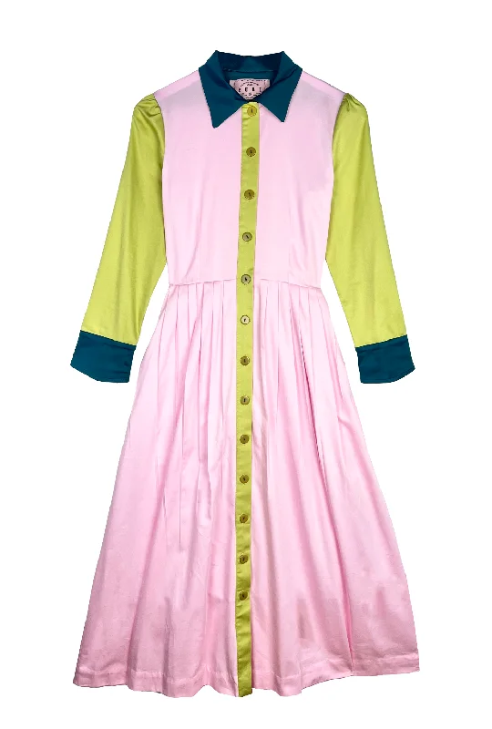 Big 10 Long Sleeve Shirtdress - Ballet & Evergreen