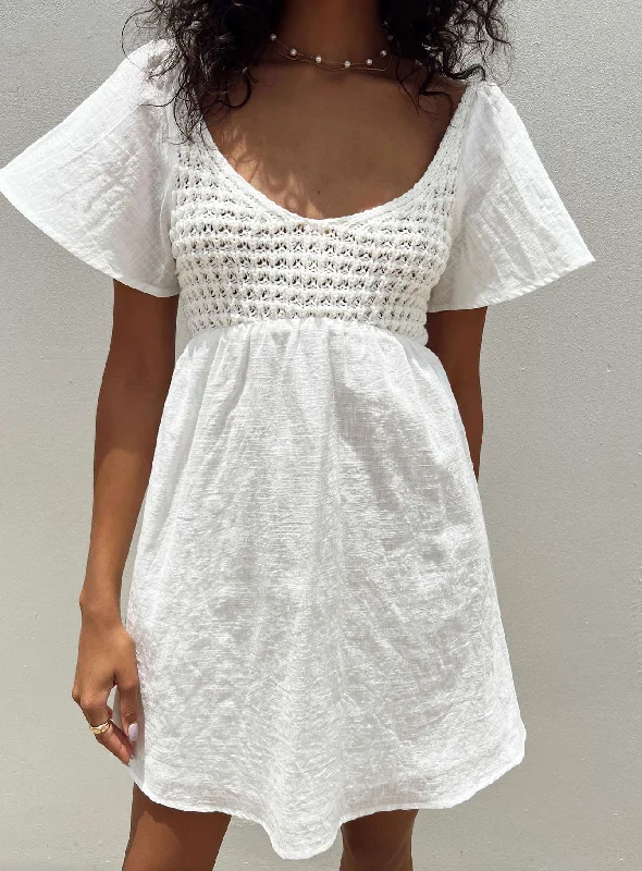 Derena Crochet Bust Mini Dress White