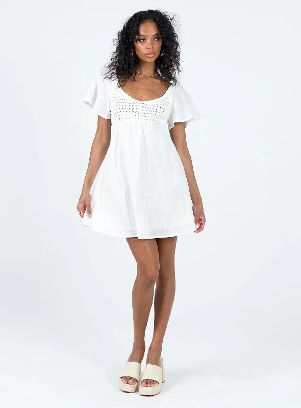 Derena Crochet Bust Mini Dress White