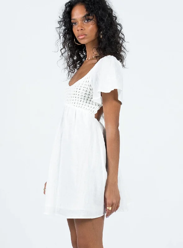 Derena Crochet Bust Mini Dress White