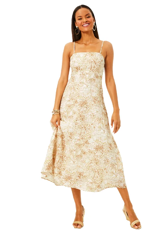 JORGIAN LINEN MIDI DRESS - PALM BEACH PARADISE