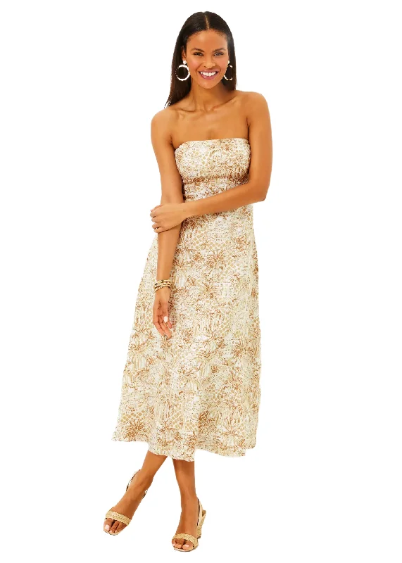 JORGIAN LINEN MIDI DRESS - PALM BEACH PARADISE