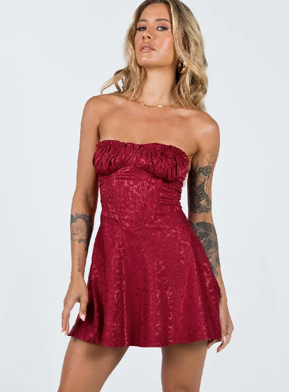 Lenette Mini Dress Burgundy