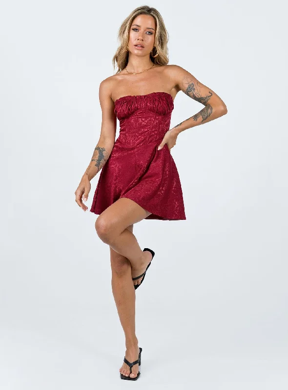 Lenette Mini Dress Burgundy