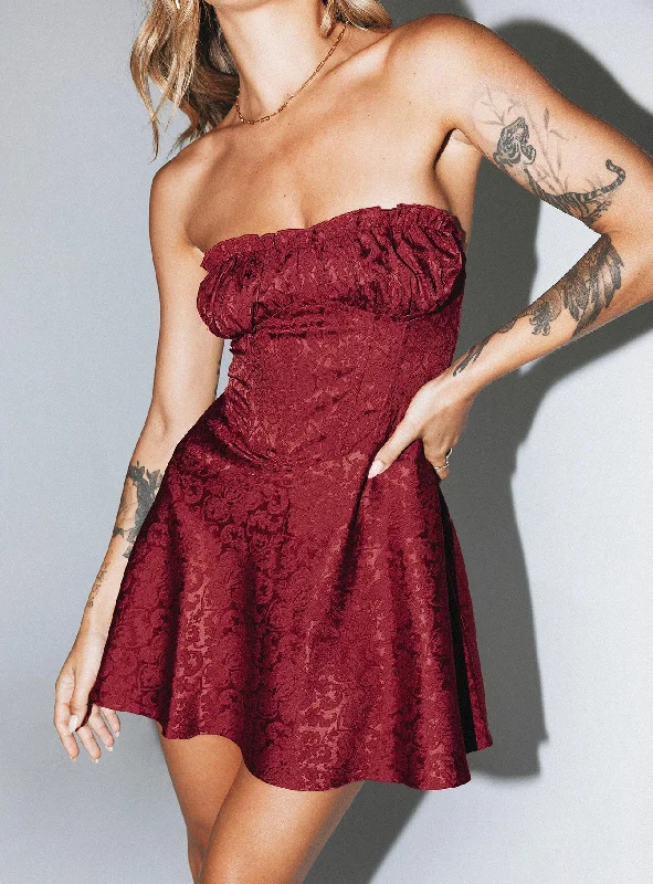 Lenette Mini Dress Burgundy