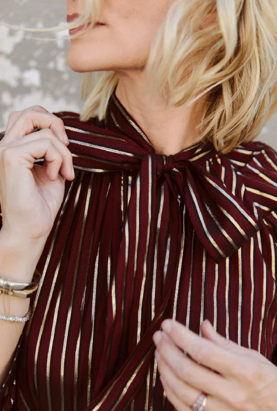 MINI 9 to 5 Shirtdress - Burgundy Stripe