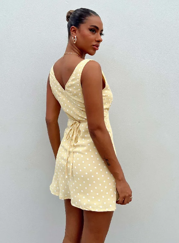 Nellie Mini Dress Yellow Polka Dot