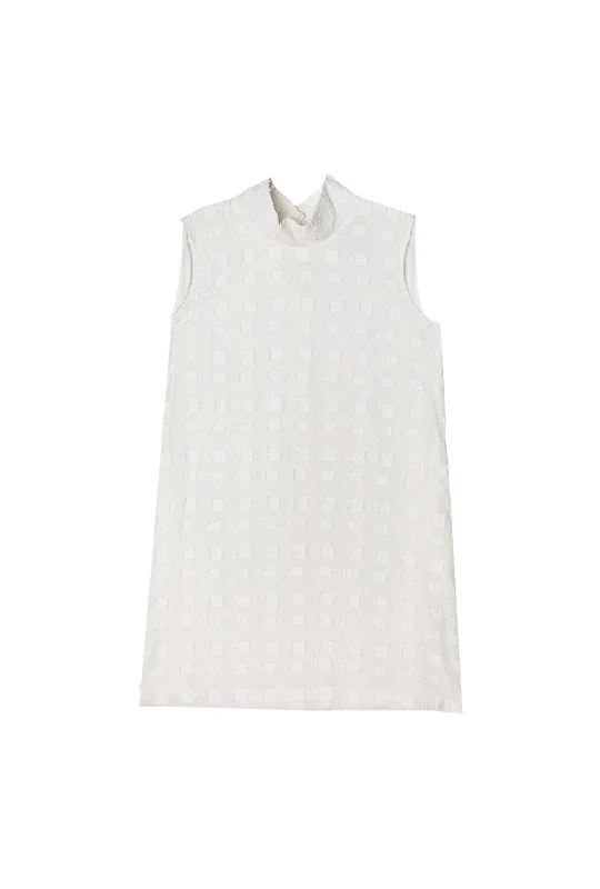 Sleeveless Mod Dress - White Squares