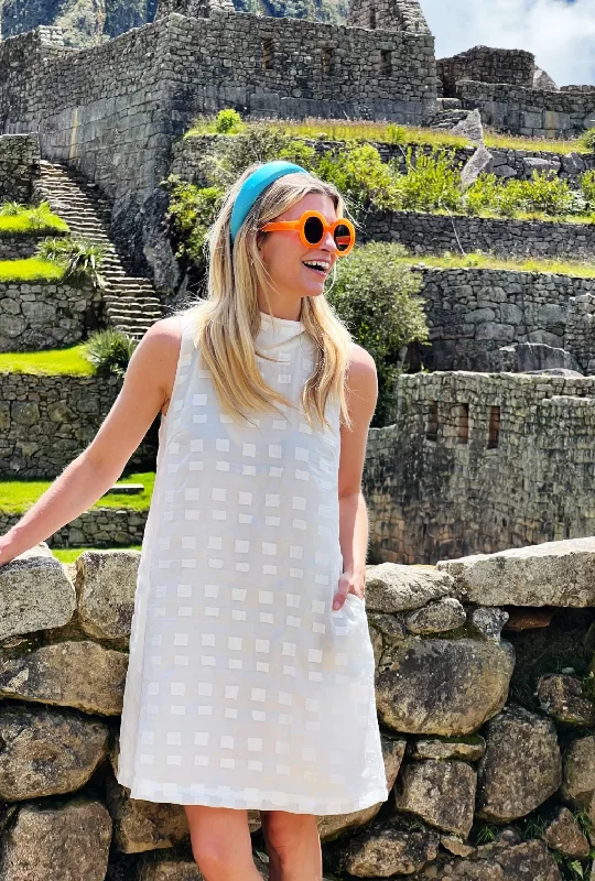 Sleeveless Mod Dress - White Squares